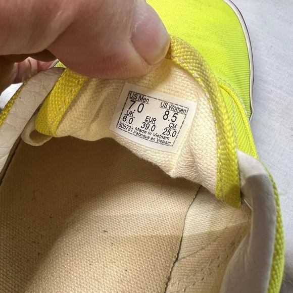 Vans Men's Era Neon Lemon Tonic Yellow True White Canvas Skate shoes Size 7 - Picture 8 of 9